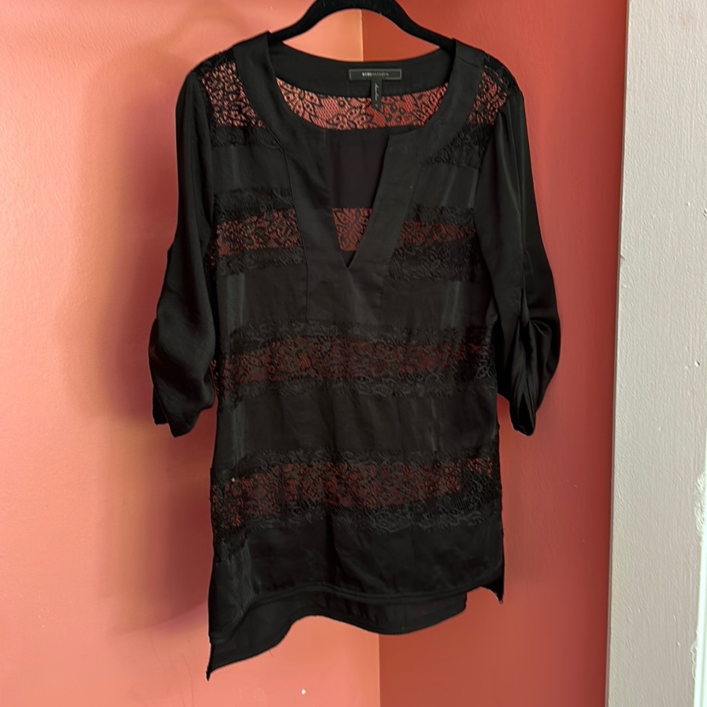 BCBG MaxAzria Black sleeveless blouse. Size M